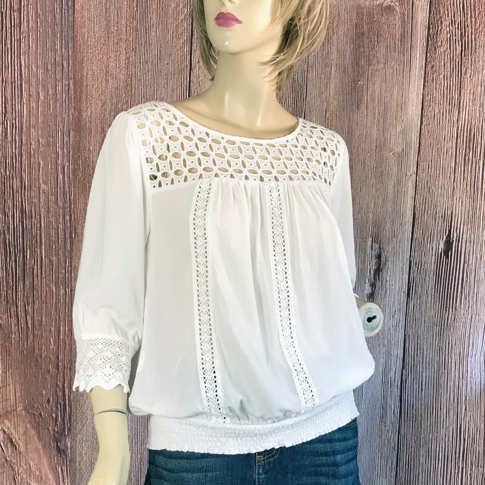 Solitaire by Ravi Kosla Crochet Top Lace Detail L